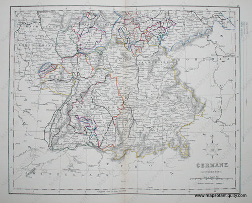 Antique-Hand-Colored-Map-Germany-Southern-Part-Europe-Germany-c.-1850-Appleton-Maps-Of-Antiquity