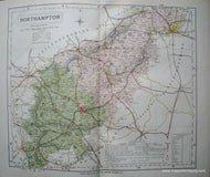 Antique-Printed-Color-Map-Northampton-England-Europe-England-1884-Letts-Maps-Of-Antiquity