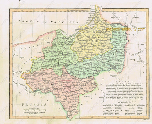 Antique-Hand-Colored-Map-Prussia-Europe-Prussia-1827-Wilkinson-Maps-Of-Antiquity