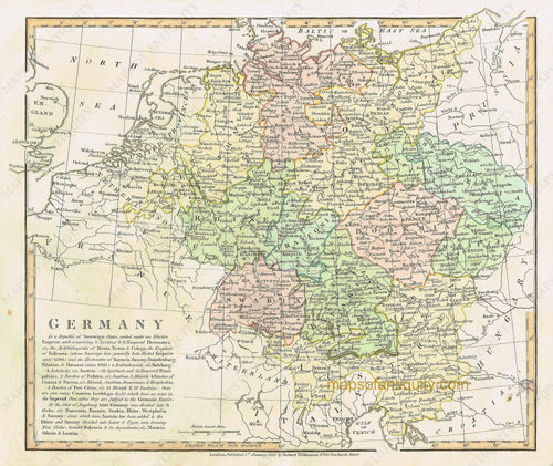 Antique-Hand-Colored-Map-Germany-Europe-Germany-1827-Wilkinson-Maps-Of-Antiquity