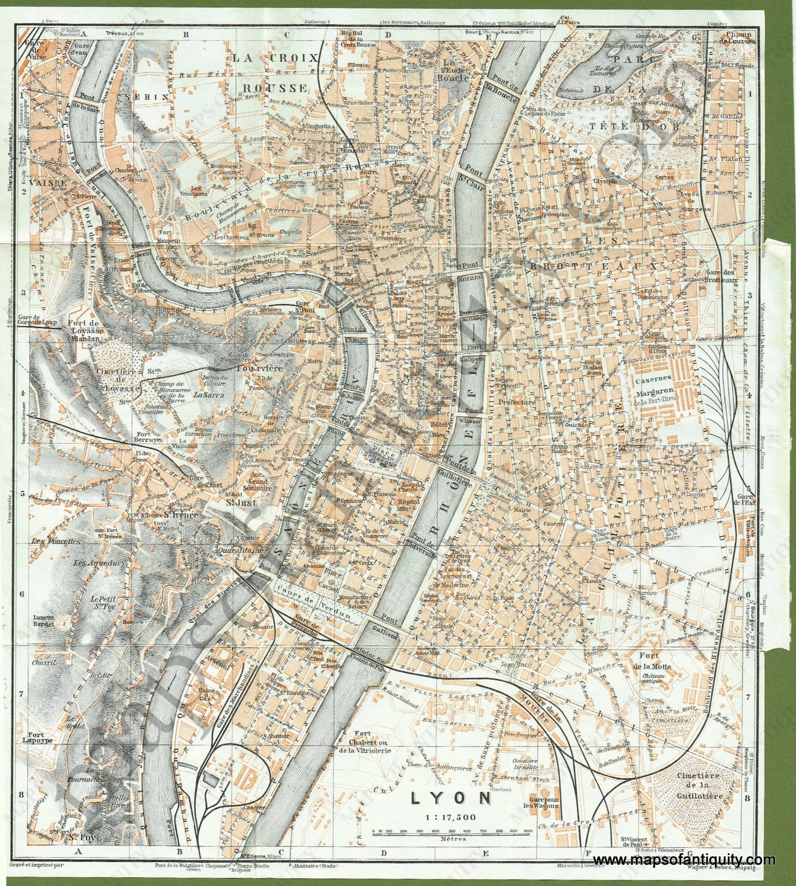 1931 - Lyon - Antique Map – Maps of Antiquity