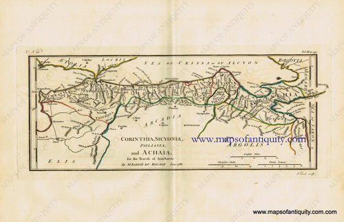 Antique-Hand-Colored-Map-Corinthia-Sicyonia-Phliasia-and-Achaia-Europe-Greece-1791-Barbie-du-Bocage-Maps-Of-Antiquity