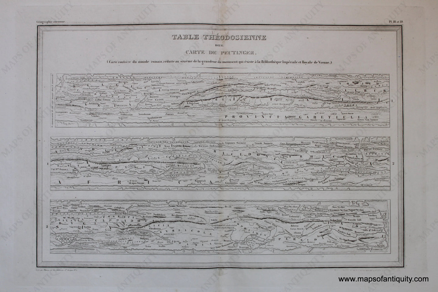 Antique-Hand-Colored-Map-Table-Theodosienne-dite-Carte-de-Peutinger-Europe-Europe-General-1846-M.-Malte-Brun-Maps-Of-Antiquity