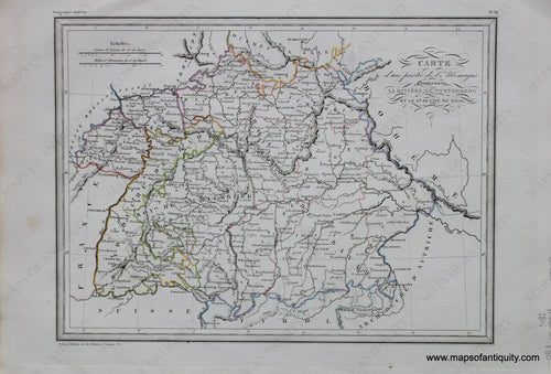 Antique-Hand-Colored-Map-Carte-D'Une-Partie-De-Allemagne-comprenant-La-BaviÃƒÂ¨re-Wurtemberg-&-Le-Gd.-DuchÃƒÂ©-de-Bade-Europe-Germany-1846-M.-Malte-Brun-Maps-Of-Antiquity