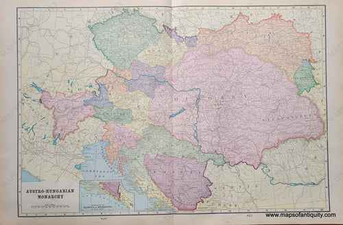 Antique-Printed-Color-Map-Austro-Hungarian-Monarchy-verso:-Vienna-(Austria)-and-Sweden-and-Norway-Europe-Europe-General-Austria-1903-Cram-Maps-Of-Antiquity