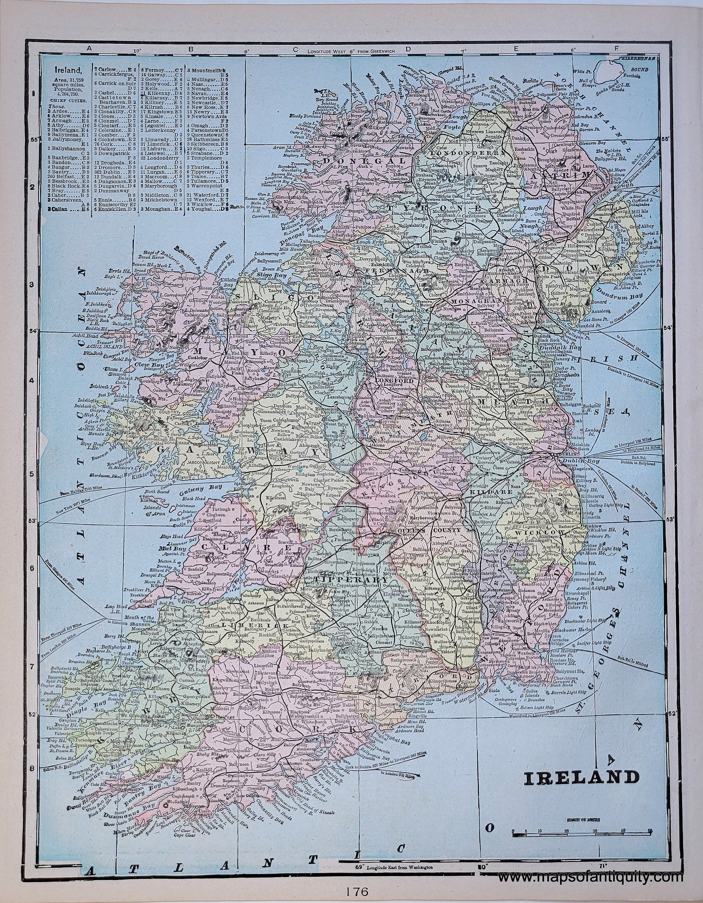 Antique-Printed-Color-Map-Scotland-verso:-Ireland-****-Europe-Scotland-Ireland-1900-Cram-Maps-Of-Antiquity