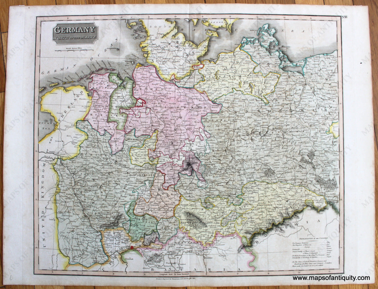 Antique-Hand-Colored-Map-Germany-North-of-the-Mayne-Europe-Germany-1816-Thomson-Maps-Of-Antiquity