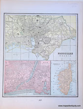 Load image into Gallery viewer, Antique-Printed-Color-Map-Paris-(France)-verso:-Marseilles-(France)-Nice-(France)-Corsica-(to-France)-and-Madrid-Spain-Europe-France-Spain-&amp;-Portugal-1900-Cram-Maps-Of-Antiquity
