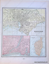 Load image into Gallery viewer, Antique-Printed-Color-Map-Paris-(France)-verso:-Marseilles-(France)-Nice-(France)-Corsica-(to-France)-and-Madrid-Spain-Europe-France-Spain-&amp;-Portugal-1900-Cram-Maps-Of-Antiquity
