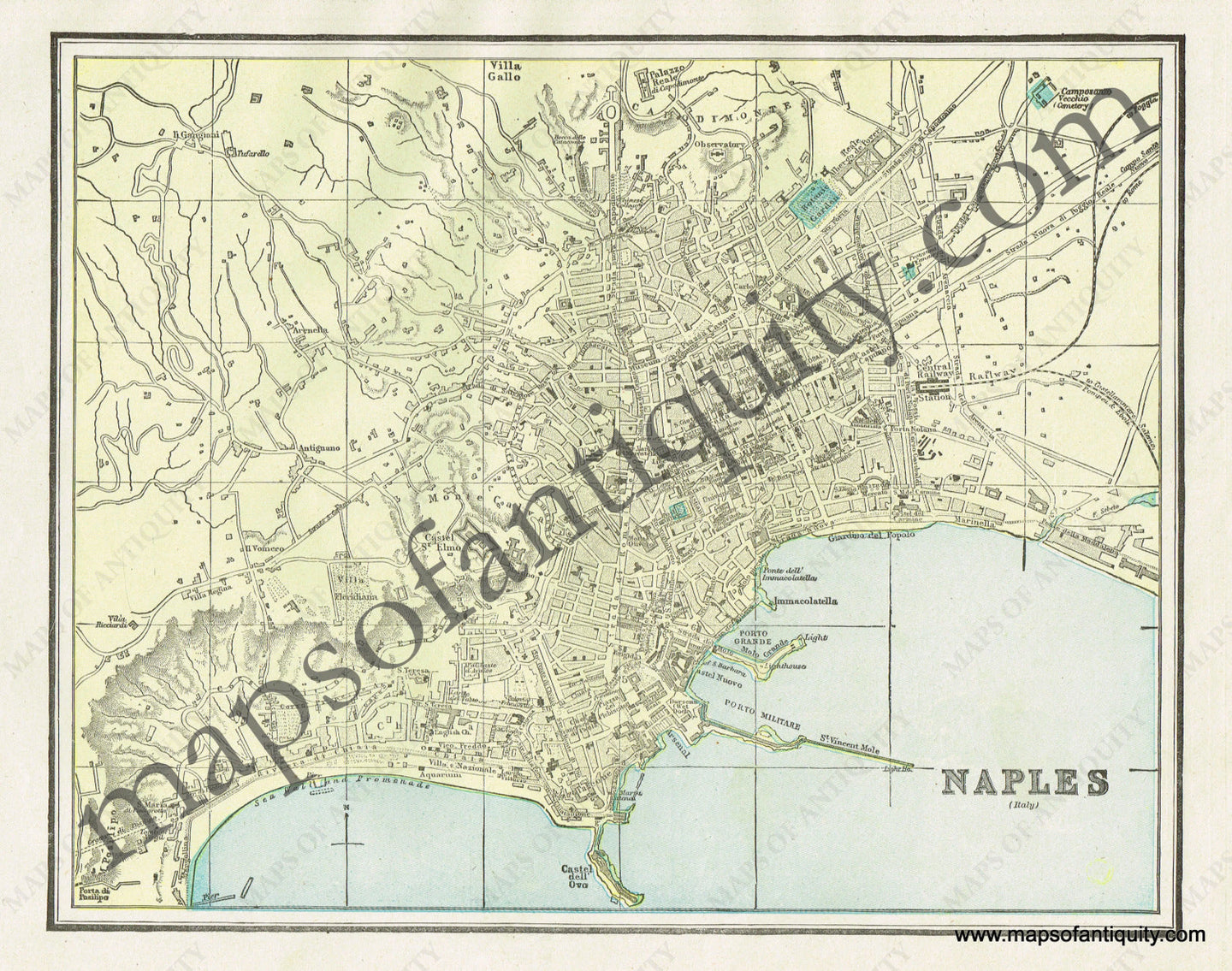 Antique-Map-Europe-Naples-Italy-Greece-Athens-Genoa-Cram-1900