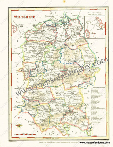 Antique-Hand-Colored-Map-Wiltshire-England-Europe-England-c.-1820-Creighton/Walker-Maps-Of-Antiquity