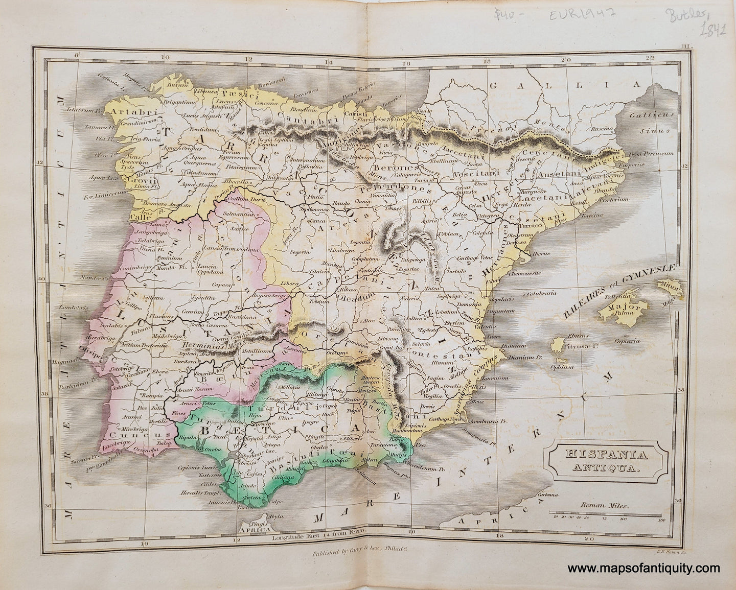 1841 - Hispania Antiqua - Antique Map