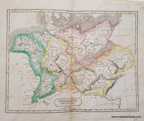 1841 - Germania Antiqua Antique Map Genuine Hand-Colored