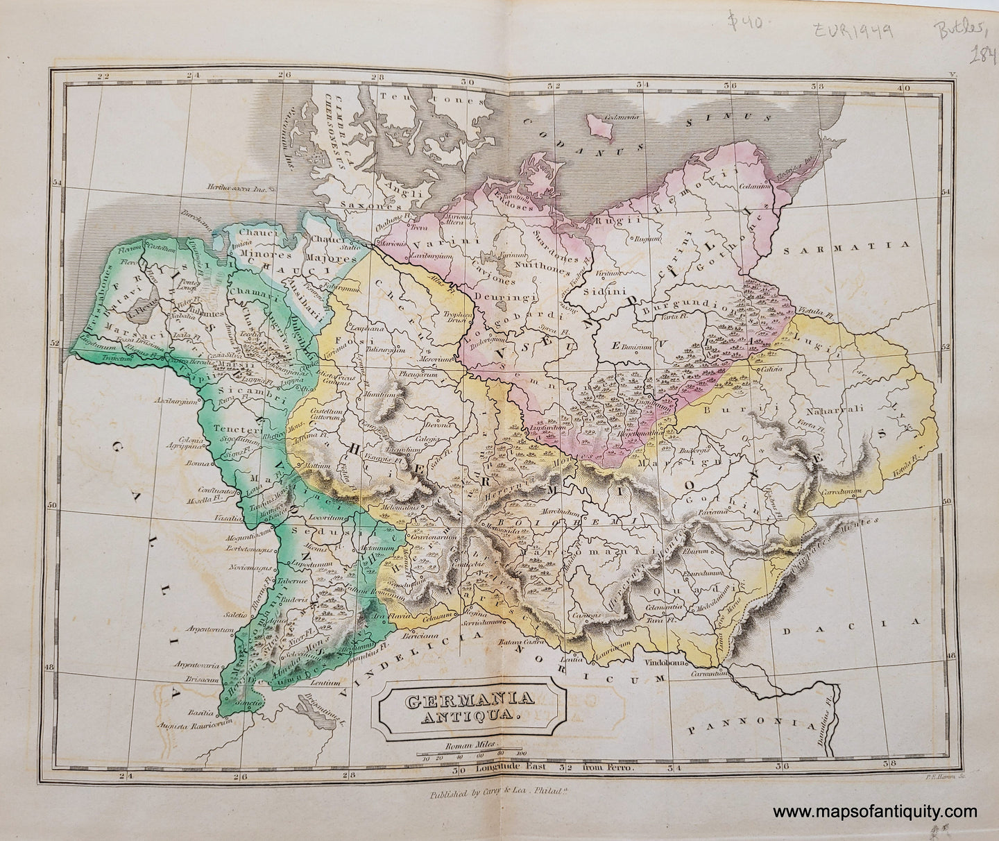 1841 - Germania Antiqua - Antique Map