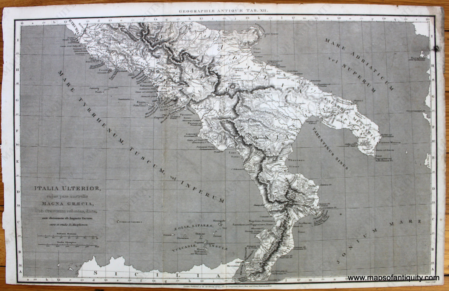 Antique-Uncolored-Map-Italia-Ulterior-cujus-pars-australis-Magna-Graecia-ob-Graecorum-colonias-dieta-ante-divisionem-ab-Augusto-factam-Europe-Italy-1807-Longman-Hurst-Rees-&-Orme-Maps-Of-Antiquity