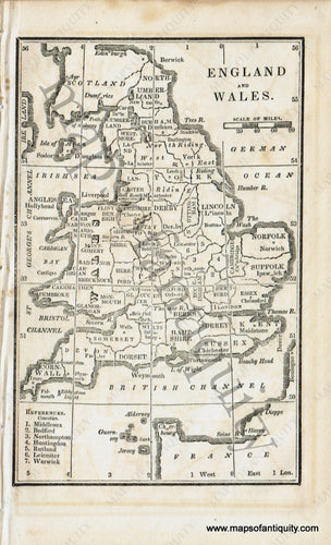 Antique-Black-and-White-Map-England-and-Wales-Europe-England-1830-Boston-School-Geography-Maps-Of-Antiquity