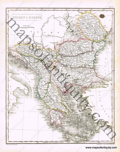 Antique-Hand-Colored-Map-Turkey-in-Europe-Europe-Turkey-&-the-Mediterranean-1817-Arrowsmith-Maps-Of-Antiquity