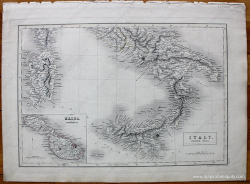 Antique-Hand-Colored-Map-Italy-South-Part.-Europe-Italy-1844-Black-Maps-Of-Antiquity