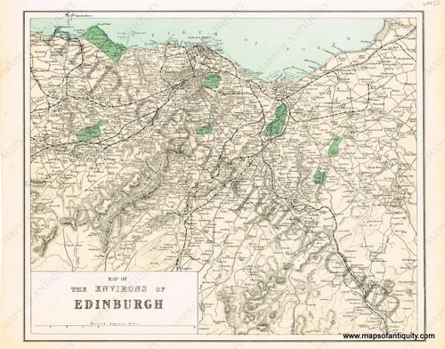 Antique-Hand-Colored-Map-Map-of-The-Environs-of-Edinburgh-Europe-European-Cities-Scotland-c.-1883-Weller-Maps-Of-Antiquity