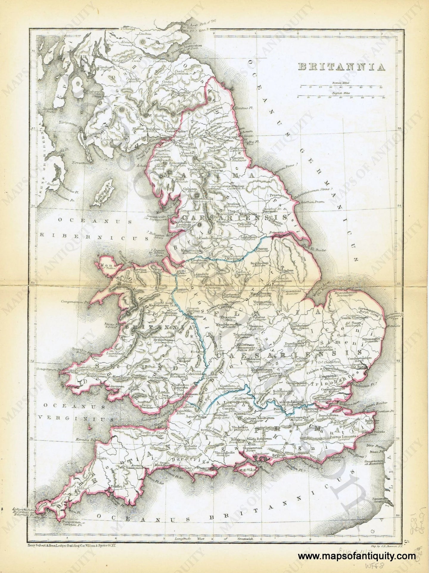 Antique-Hand-Colored-Map-Brittania-Europe-England-1856-Long-Maps-Of-Antiquity