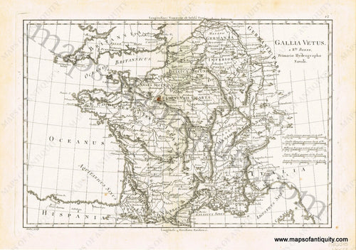 Antique-Black-and-White-Map-Gallia-Vetus-Europe-France-1780-Bonne-Maps-Of-Antiquity