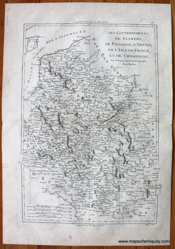 1787 - Les Gouvernements De Flandre Picardie D’artois L’isle France Et Champagne Antique Map Genuine