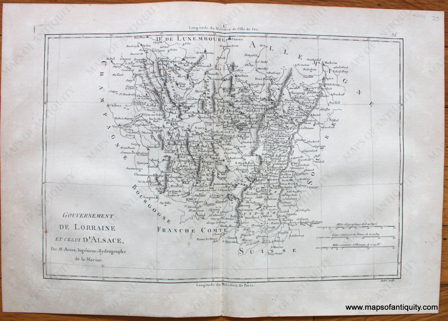 1787 - Gouvernement De Lorraine Et Celui D’alsace Antique Map Genuine