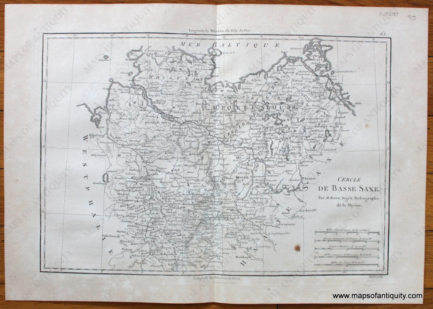 Antique-Map-Germany-Basse-Saxe-Lower-Saxony-Bonne-Desmarest-1787