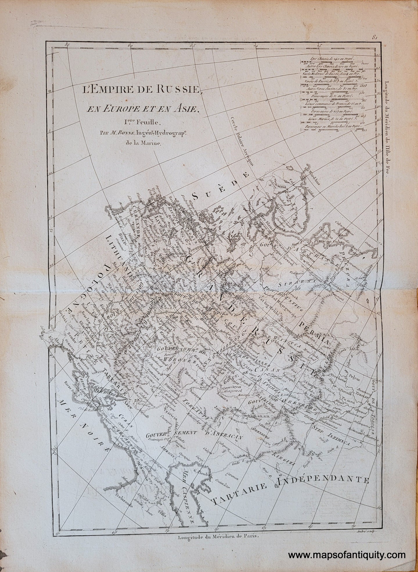 1787 - L'Empire de Russie, en Europe et en Asie. - Antique Map