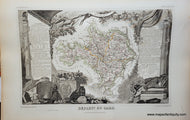 Antique map of Département du Gard with decorative elements on a white background, by Levasseur, published in 1851.