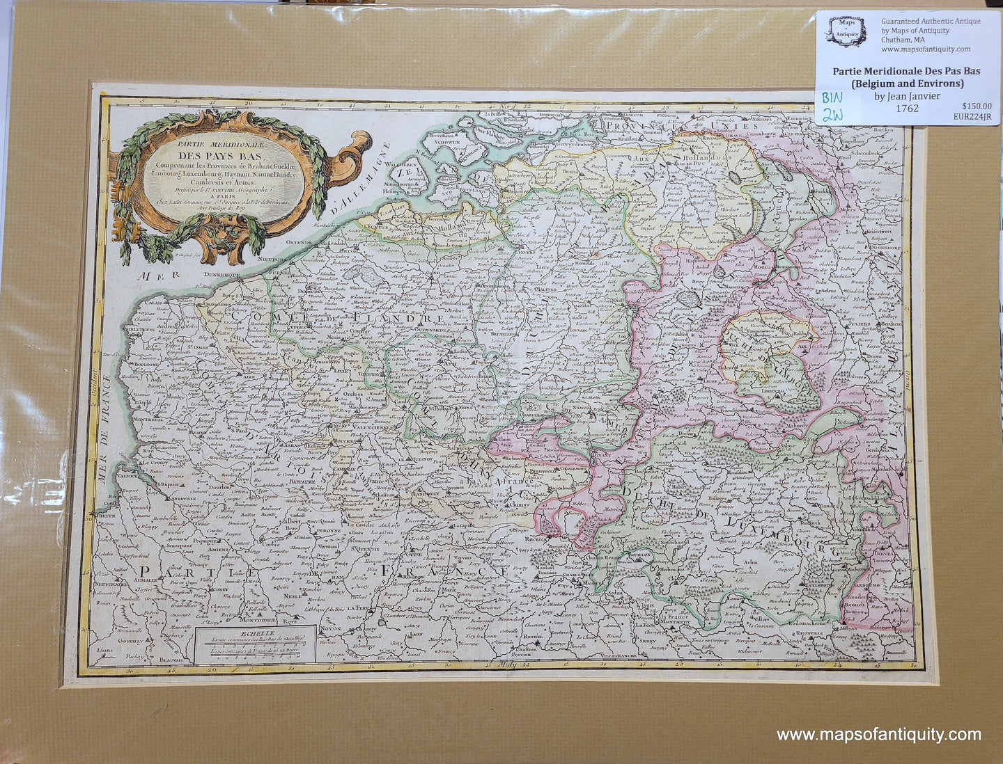 1762 - Partie Meridionale Des Pas Bas (Belgium and Environs) - Antique Map