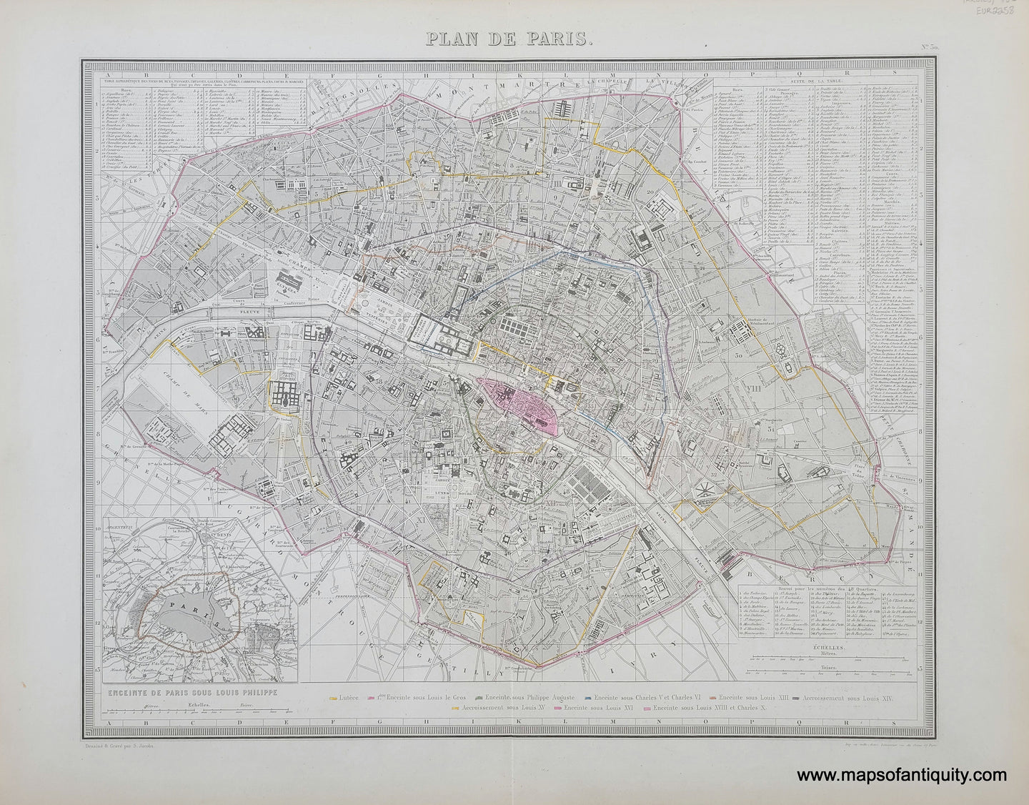 1861 - Plan de Paris - Antique Map