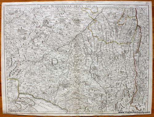 Antique-Map-Germany-Partie-Meridionale-Souabe-De-l'isle-1704-Lake-Constance-Bodensee-Ulm-Augsberg-1700s