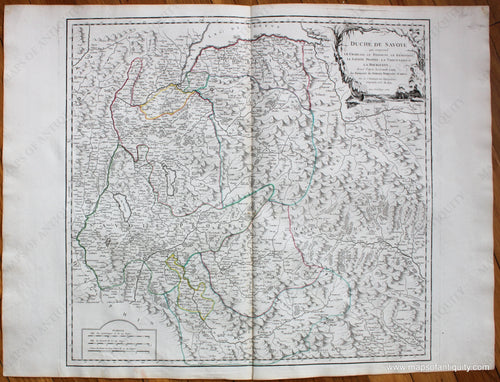 Antique-Map-Duche-Savoye-Savoie-Robert-de-Vaugondy-1751-France-French-1750s-1700s-Mid-18th-Century-Maps-of-Antiquity