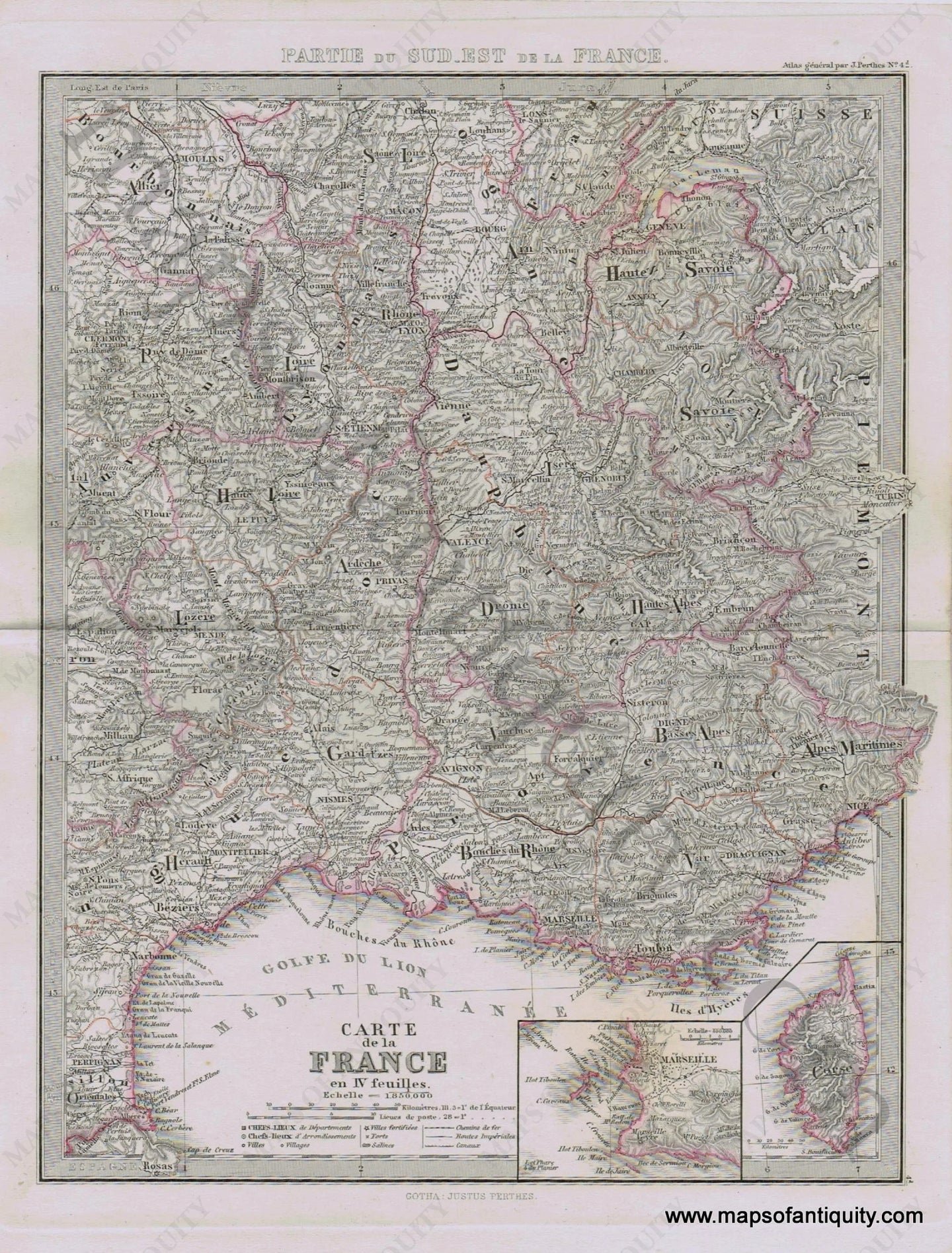 France-Partie-du-Sud-Est-de-la-France-Perthes-1871-Antique-Map-1870s-1800s-19th-century-Maps-of-Antiquity