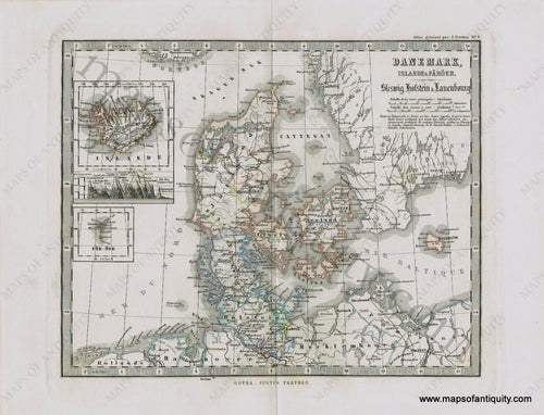 Denmark-Danemark-Slesvig-Holstein-et-Lauenbourg-Perthes-1871-Antique-Map-1870s-1800s-19th-century-Maps-of-Antiquity