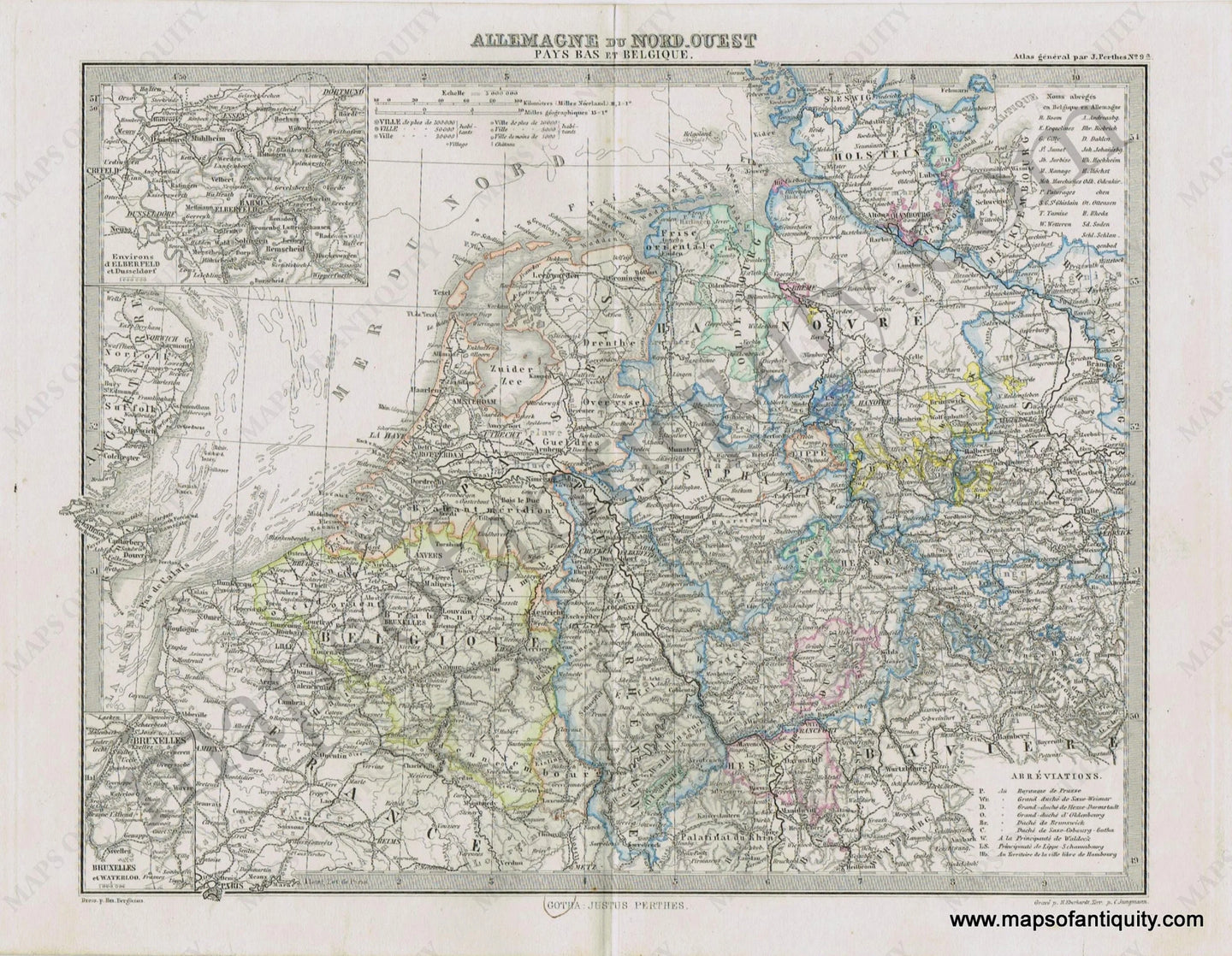 Germany-Allemagne-du-Nord-Ouest-Perthes-1871-Antique-Map-1870s-1800s-19th-century-Maps-of-Antiquity