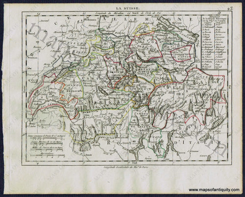 Antique-Map-Switzerland-La-Suisse-Herrison-French-1806-1800s-Early-19th-Century-Maps-of-Antiquity