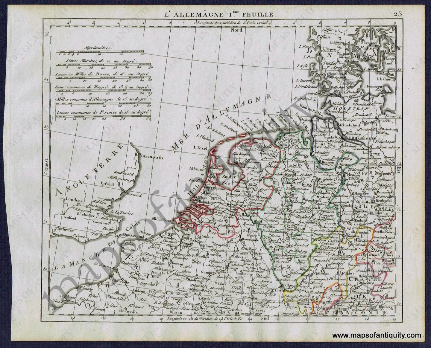 Antique-Map-German-Empire-L'Allemagne-1-Feuille-Netherlands-Holland-and-Germany-Herrison-French-1806-1800s-Early-19th-Century-Maps-of-Antiquity