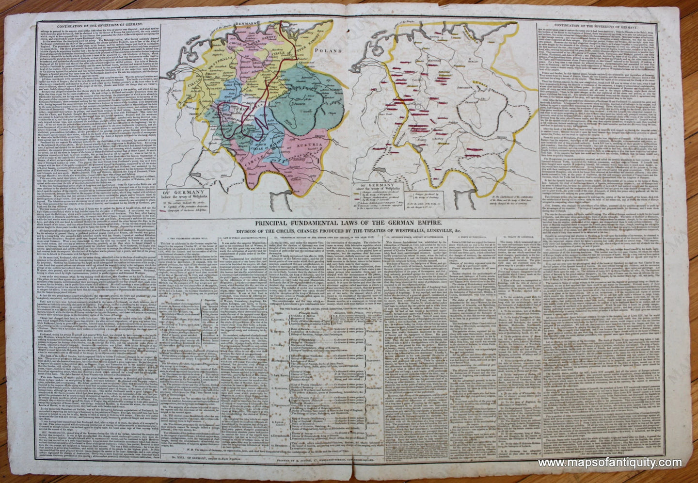 Antique-Map-Of-Germany-Before-and-Since-the-Treaty-of-Westphalia-&-Principal-Fundamental-Laws-of-the-German-Empire-Juigne-c.-1800-Maps-Of-Antiquity