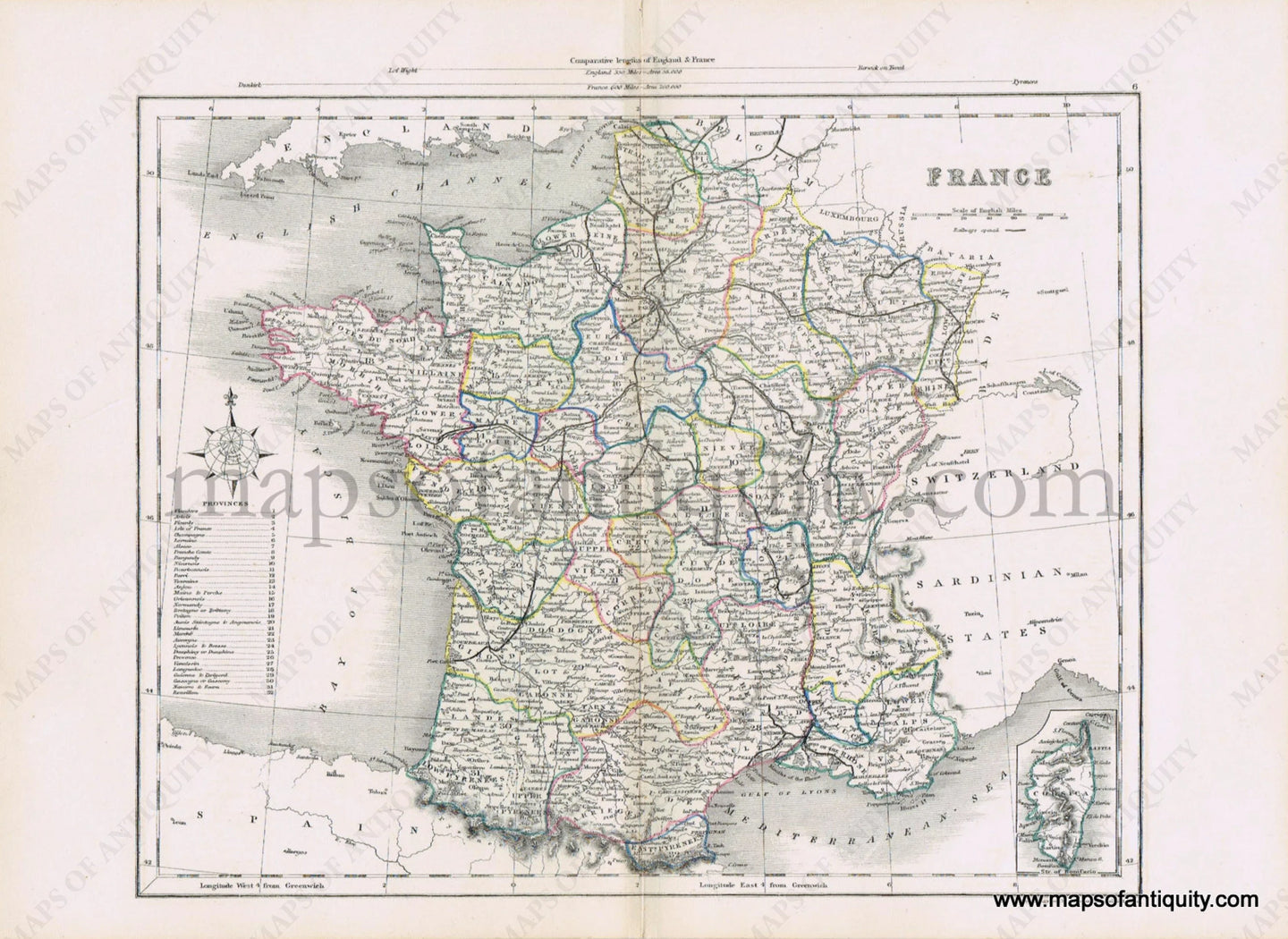 Antique-Hand-Colored-Map-France-c.-1860-Appleton-France-1800s-19th-century-Maps-of-Antiquity