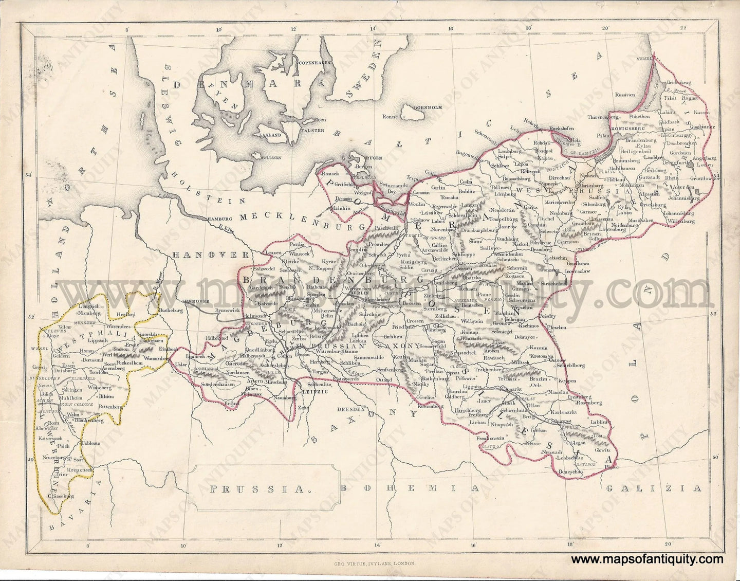 Antique-Hand-Colored-Map-Prussia-c.-1840-Virtue-Prussia-1800s-19th-century-Maps-of-Antiquity