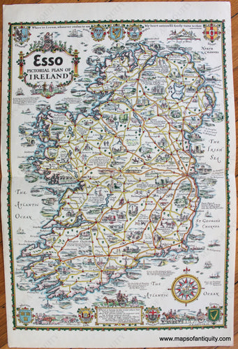 Antique-Printed-Color-Pictorial-Map-Esso-Pictorial-Plan-of-Ireland-1933-A.E.-Taylor-Ireland-1900s-20th-century-Maps-of-Antiquity