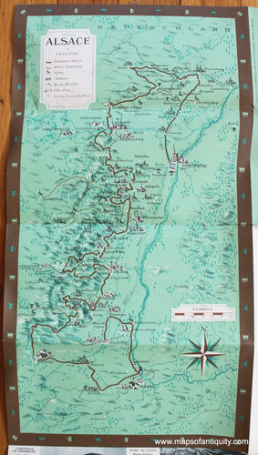 Antique-Printed-Color-Folding-Map-Alsace-c.-1950-French-Ministry-of-Travel-France-1900s-20th-century-Maps-of-Antiquity