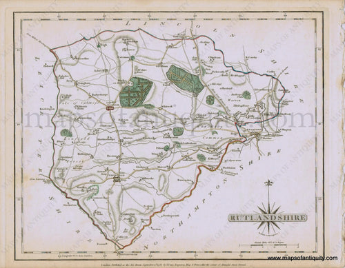 Antique-Hand-Colored-Map-Rutlandshire-1787-John-Cary-England--1700s-18th-century-Maps-of-Antiquity