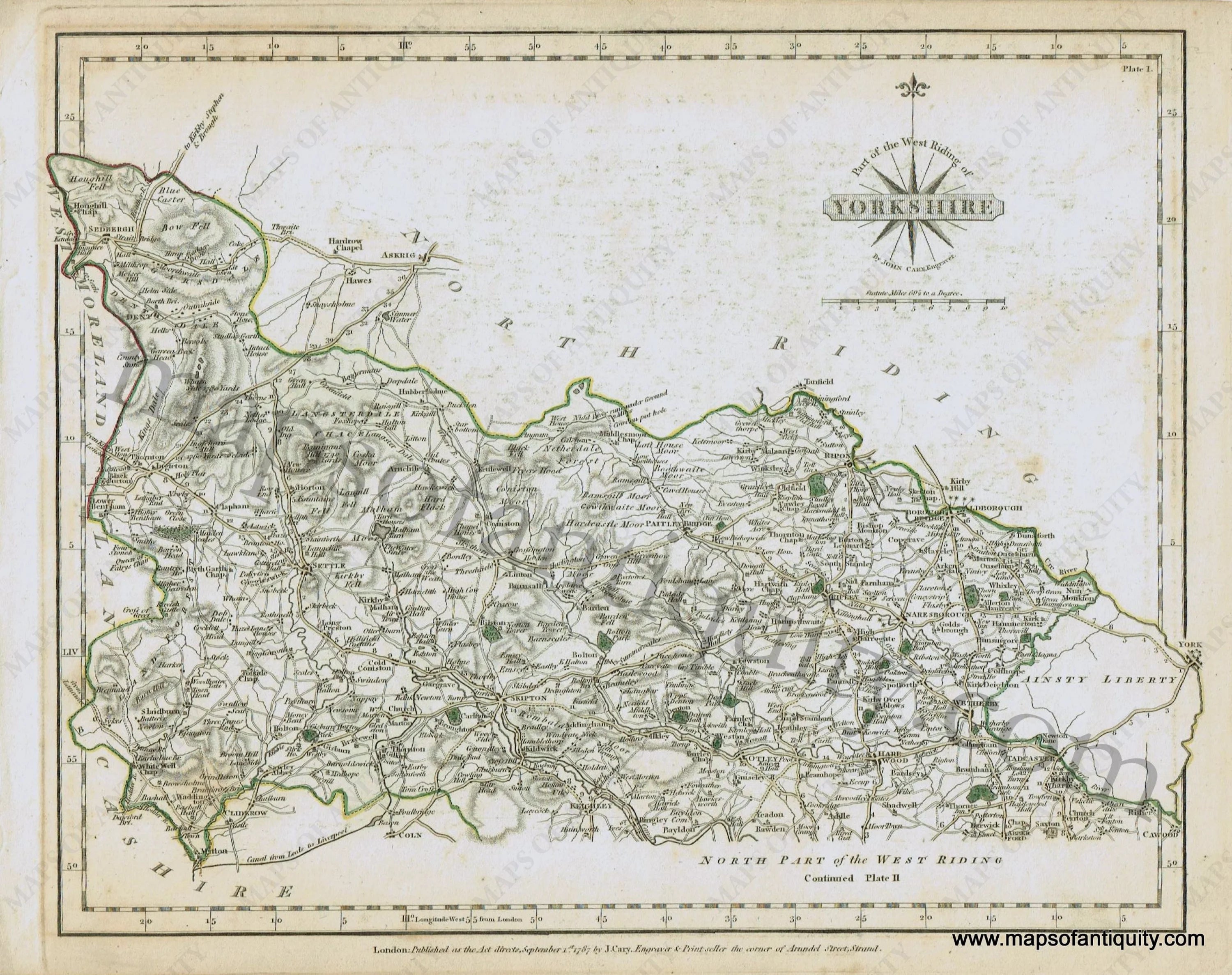 1787 - Part of the West Riding of Yorkshire, Northern portion - Antiqu ...