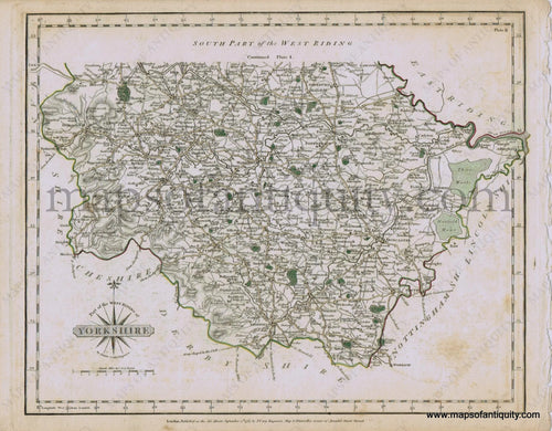 Antique-Hand-Colored-Map-Yorkshire-1787-John-Cary-England--1700s-18th-century-Maps-of-Antiquity