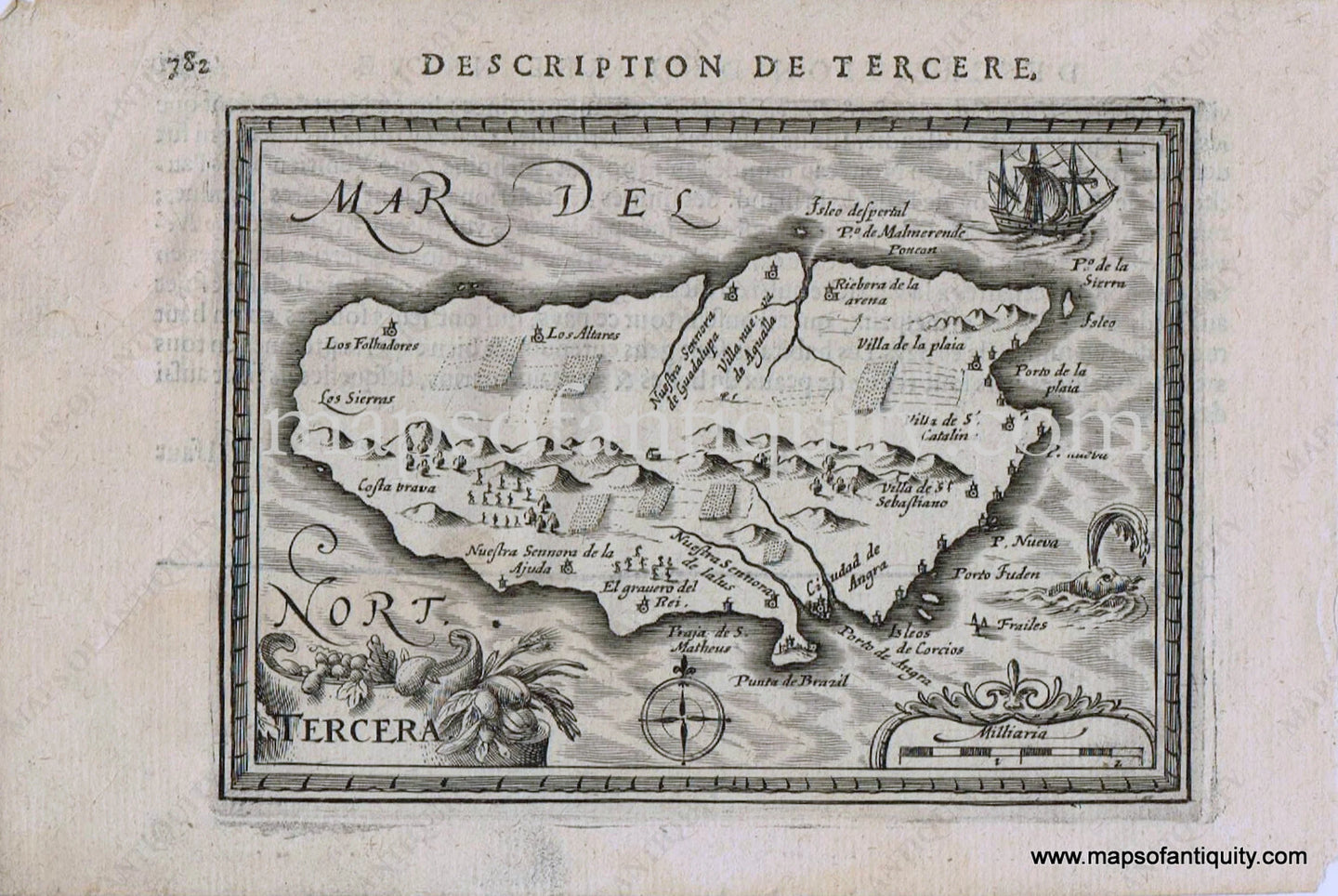 Antique-Map-Europe-Tercera-(Terciera)-1618-Bertius-/-Hondius-Spain-and-Portugal-1800s-19th-century-Maps-of-Antiquity