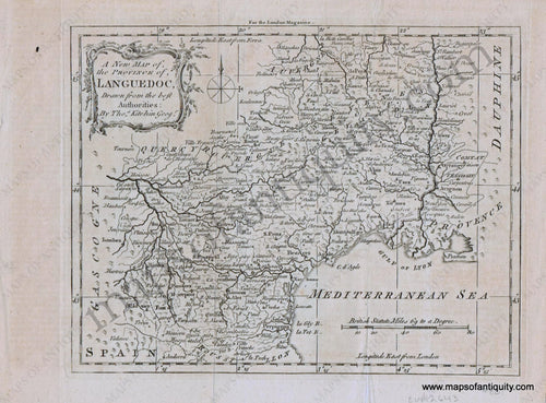 1765 - A New Map Of The Province Languedoc Drawn From Best Authorities Antique Genuine