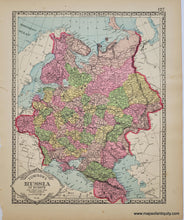 Load image into Gallery viewer, Antique double-sided sheet from Tunison&#39;s Peerless Universal Atlas of the World, 1887 by H.C. Tunison. On one side is an illustrated page showing methods of transportation from around the world, on the other side is a map of part of Russia including Poland, the Baltics, and the Caucasus. Vibrant original color. 
